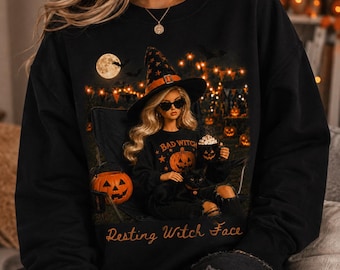 Funny Doll Face Halloween PNG, Resting Witch Face PNG, Bad Witch Shirt Design, Spooky Cute Sublimation, Fall Shirt PNG, Digital Download