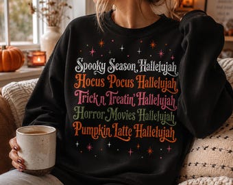 Spooky Season Png Hocus Pocus Hallelujah Png Retro Halloween 2026 Png Preppy Fall Shirt Design Sublimation Digital Download