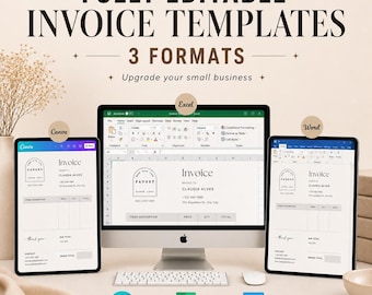 Excel Invoice Template Small Business | Editable Word Invoice | Printable Invoice Form | Modern Custom Invoice PDF
