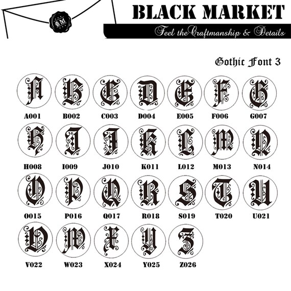 Gothic Single Initial Wax Seal Stamp (6 Fonts)