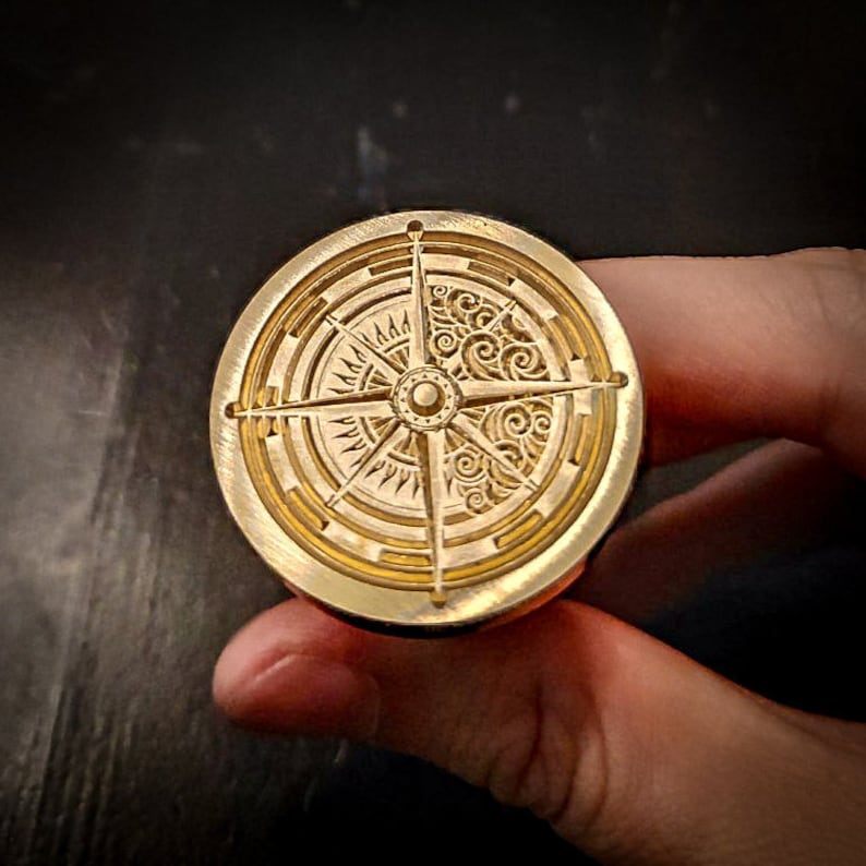 Vintage compass wax seal stamp Exclusive design from Heypenman image 2