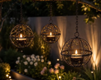 3-Pack Solar Globe Lanterns, Waterproof Wire Frame Garden Lights