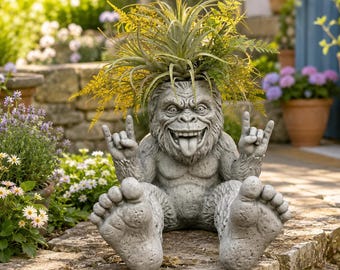 ビッグフットのガーデンプランターポット、面白いサスカッチの植物ホルダー、ロックオンガーデンスタチュー、樹脂製屋外ヤードアート、パティオ芝生装飾ギフト