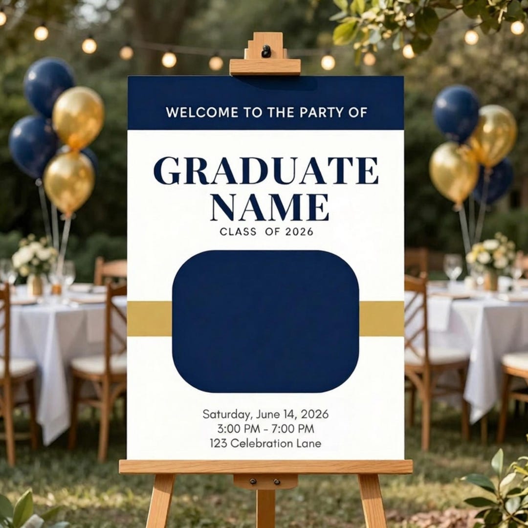 Graduation Welcome Sign Template, Class of 2026 Photo Poster, Editable ...