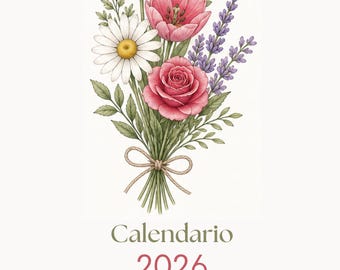 Calendario floreale minimalista 2026 - Scaricabile | Elegante agenda botanica | Agenda stampabile