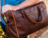 Handmade Leather Duffel Bag Duffle Bag Leather Bag Leather Satchel Men Brown Arizona - Lifetime Leather