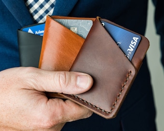 Cartera minimalista alta, cartera para hombre, cartera de cuero, cartera personalizada, cartera de cuero para hombre, regalos para hombres, regalos para padrinos de boda.