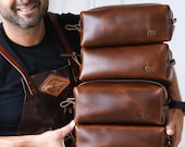 Handmade Leather Toiletry Bag – Personalized Leather Dopp Kit Bag, Mens Toiletry Bag, Leather Gift for Him - Lifetime Leather