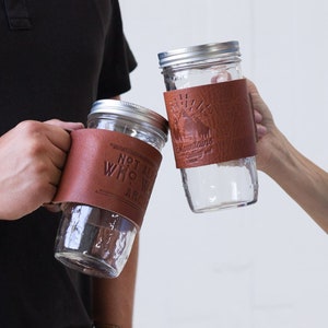 Leather Cozie Gifts for Men Leather Mason Jar Sleeve Groomsmen Gifts Beer Cozie Gift for Husband Mason Jar Cozy Mason Jar Holder
