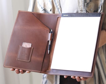 Heftblock - Ledermappe, Geschenk für Lehrer, nachfüllbarer Heftblock, Portfolio, Notizbuchhülle, Heftplaner