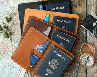 Etui na paszport podróżny, prezent na Dzień Ojca, spersonalizowana okładka na paszport, prezent dla mężczyzn, etui na paszport ze skóry licowej – Lifetime Leather