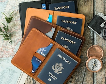 Leder-Passhülle, Reisepasshülle, personalisierte Reisepasshülle, Reisegeschenk für Männer, Geschenk für Ihn, Vatertagsgeschenk