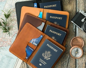 Copertina del passaporto in pelle, titolare del passaporto di viaggio, copertina del passaporto personalizzata, regalo di viaggio per gli uomini, regalo per lui, regalo per la festa del papà