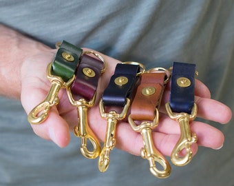 Leather Key Clip, Leather Key Chain, Gifts for Men, Groomsmen Gifts, Lanyard Key Chain, Key Holder Fob, Stocking Stuffer - Lifetime Leather