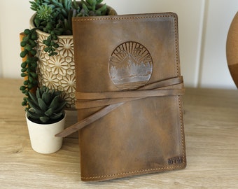 Timeless Personalized Leather Journal, Travel Gift, Refillable Leather Notebook, Handmade Nature Journal, Hike & Cabin Journal