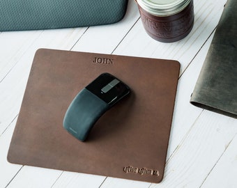 Personalized Leather Mousepad | Full Grain Premium Leather Mouse Pad | Made in the USA | WFH - Work From Home | Lifetime Leather