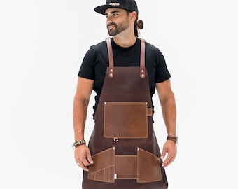 Authentic Leather Apron, Father's Day Gift, Butcher Apron Personalized Handmade in Arizona Full Grain Leather - Lifetime Leather