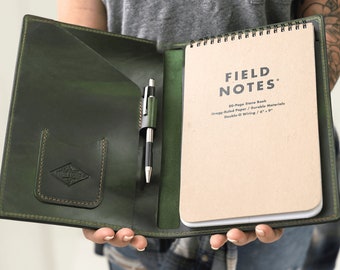 Personalized Leather Steno Pad Cover Business Field Notes 6x9 Gifts for Him Handmade USA