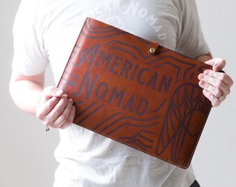 Personalized Leather Laptop Case Sleeve - 13-15" | Custom MacBook Laptop Cover | Made in the USA with Genuine Full Grain Leather