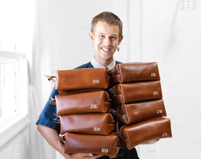 Monogramm Dopp Kit Monogramm Tasche Monogramm Geschenke für Männer Trauzeugen Geschenke Herren Kulturtasche Leder Dopp Kit Lifetime Leather