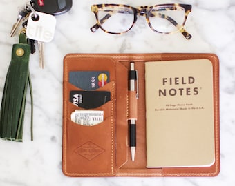 LIFETIME Field Notes Wallet - Leather Passport Wallet, Field Notes Cover, Personalized Handmade Gift, Travelers Wallet, Small Note Book