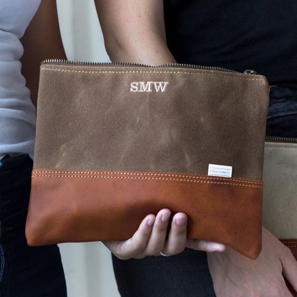 Leather Clutch Monogram Clutch Bridesmaid Gift Personalized Gift Pencil Pouch Canvas Zipper Pouch Coin Purse - Lifetime Leather