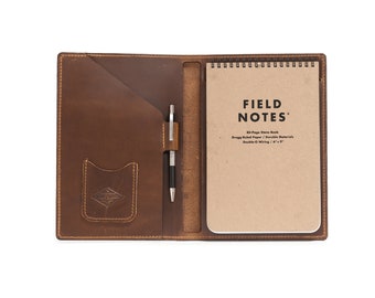 Brown Leather Folder Folio Steno Pad Cover Business Field Notes Leather folder leather file folder desktop folder icons gift6 for him office