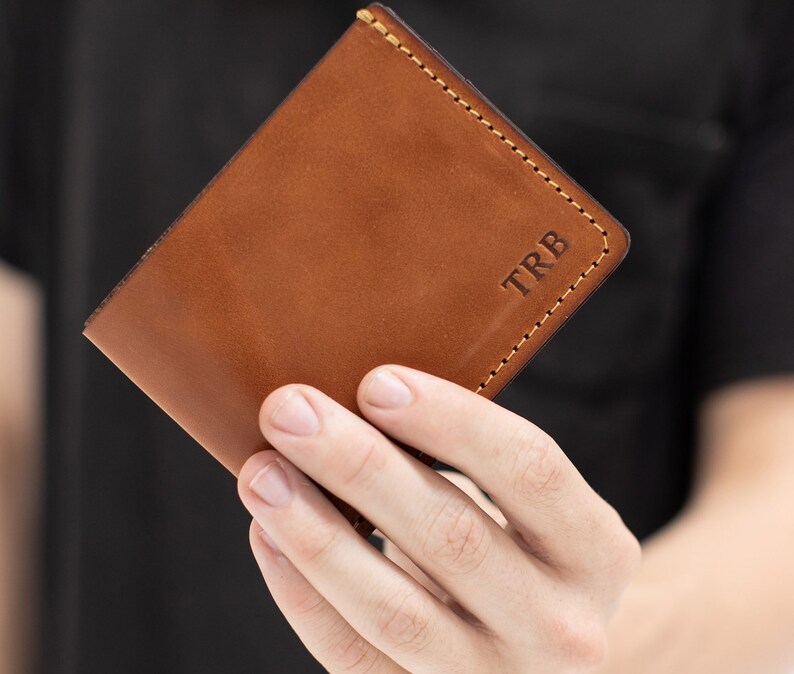 Cartera de cuero personalizada para hombre, regalo para padrinos de boda, propuesta de padrino de boda, regalo de cuero para hombres, billetera, regalo de aniversario, regalo para papá Buck Brown