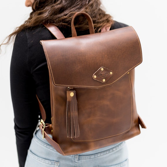 Leather Backpack for Women / Full Grain Leather Knapsack 