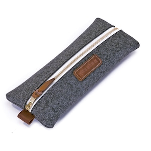 Astuccio portapenne in feltro e pelle, astuccio portapenne - Lifetime Leather