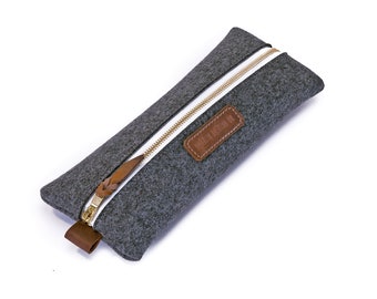 Felt & Leather Pencil Pouch, Pencil Case - Lifetime Leather