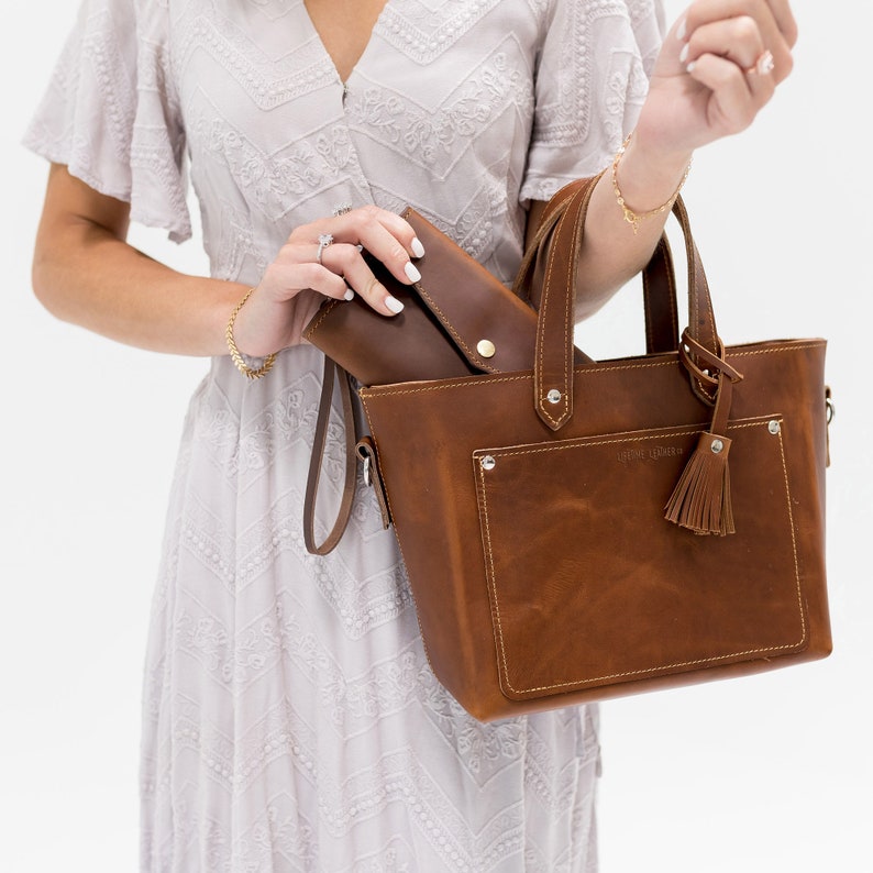 Leather Crossbody Tote Bag Personalized Tote Bag Zippered Etsy