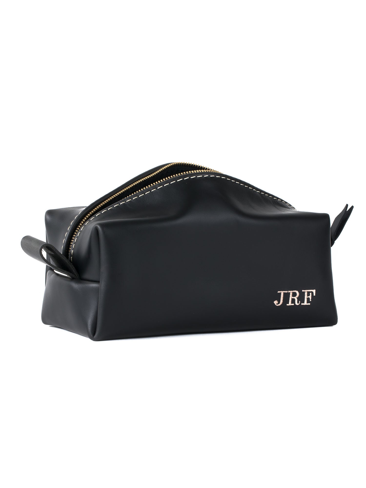 mens black leather toiletry bag