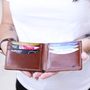 Cartera plegable personalizada para hombre, cartera de cuero para hombre, cartera minimalista, cartera de cuero para hombre, cartera delgada, cartera plegable