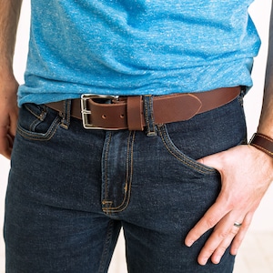 Handmade Leather Belt, Full Grain Leather Belt Made in USA, Brown Leather Belt, Mens Leather Belt, Gift for Him