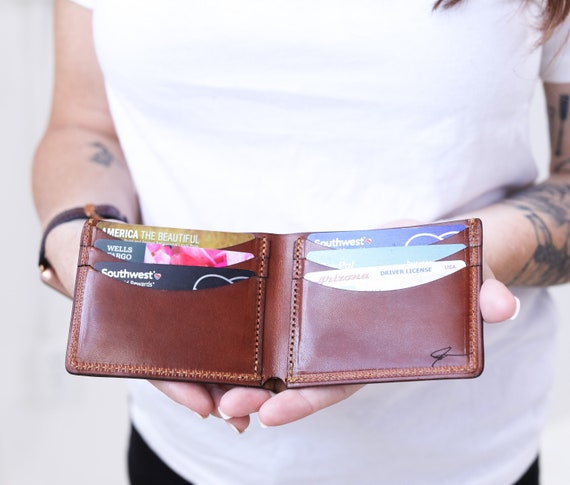Personalized Leather Bifold Mens Wallet - Made in the USA - Genuine Full Grain Leather by Lifetime Leather