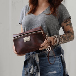 Borsa per il trucco, Portamonete, Vera pelle pieno fiore, Borsa da viaggio, Borsa per donna