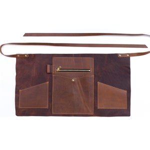 Personalized Leather Half Apron - Made with Genuine Full Grain Leather in the USA