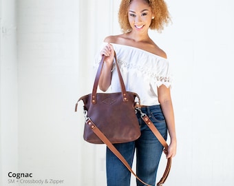 Borsa tote in pelle con monogramma per donna, regalo di San Valentino, grande borsa tote in pelle con monogramma, borsa tote personalizzata - Lifetime Leather