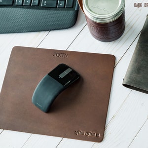 Personalized Leather Mousepad, Father's Day Gift, Genuine Full Grain Leather Mouse Pad, Made in USA - Lifetime Leather image 3