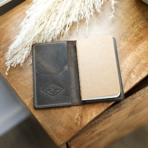 Traveler Pocket Book - Mini Leather Journal - Authentic Full Grain Leather - Personalized - Gift for Him - Travel Notebook - Bible Notebook