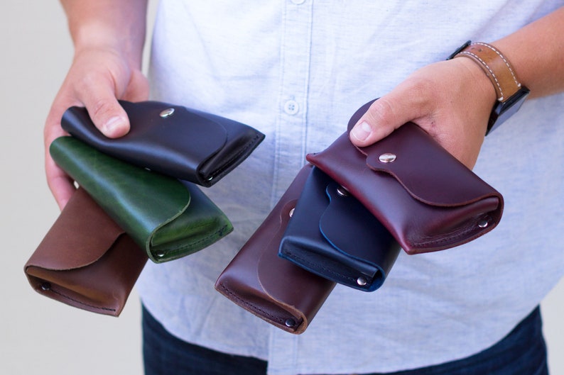 Leather Eyeglasses Case Holder Sunglasses Case Brown Black Green Blue Handmade in Arizona Full Grain Leather image 6