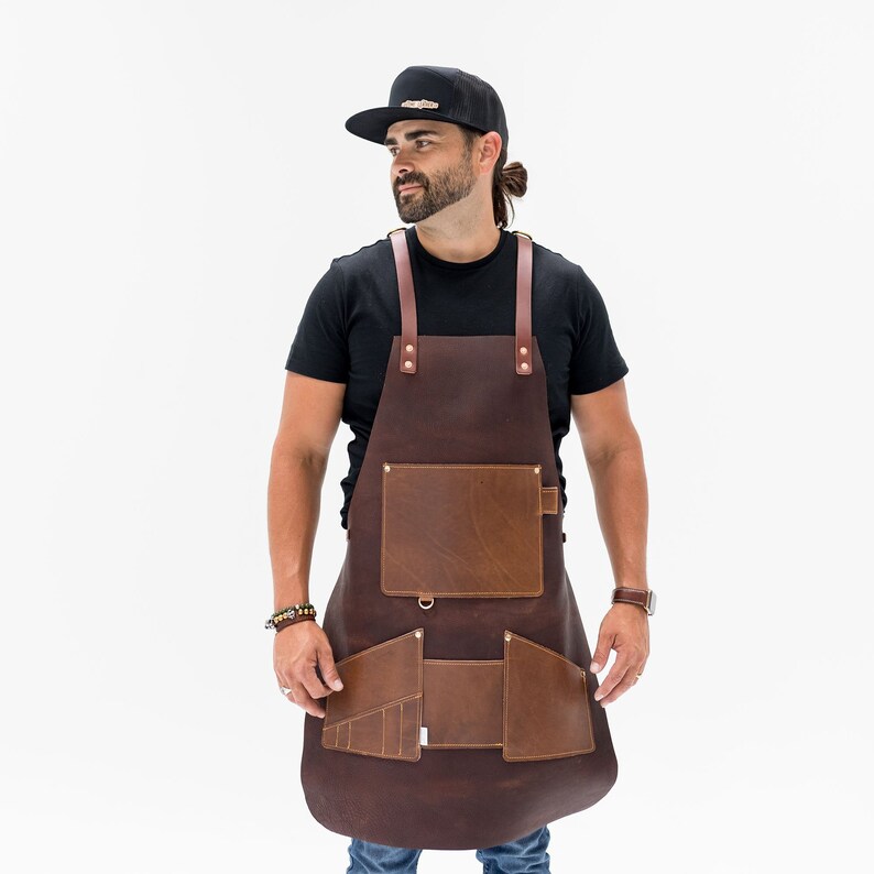 Distressed Leather Apron, Father's Day Gift, USA, Gift for Him, Gift for Men, Butchers Hobbyists Woodwork Blacksmith image 3