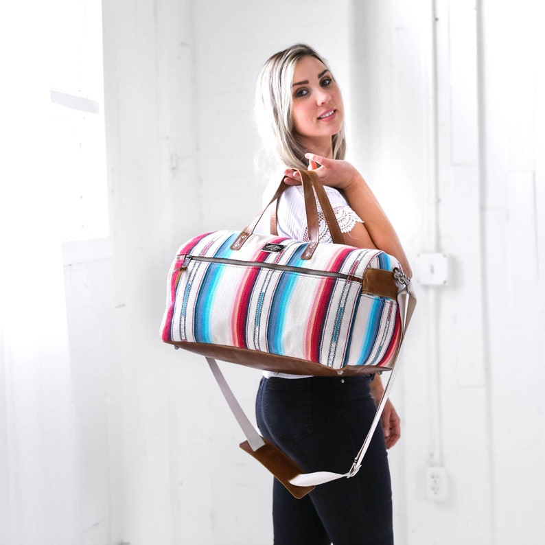 Handmade Womens Weekender bag / Overnight Bag / Large Duffle Bag / Gym Bag / Duffle Bag / Carry on bag / womens Travel Bag / Personalized image 2