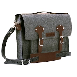 Felt & Leather Messenger Bag For Men, Macbook Pro 16 Case, Laptop Bag, Felt Bag, Gift for Men - Lifetime Leather