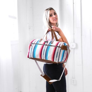 Travel Duffel Bag Overnight Bag, Weekender Bag, Carry on Bag, Gym Bag, Womens Travel Bag, Leather Duffel, Bag for Women, Lifetime Leather Coastal Print