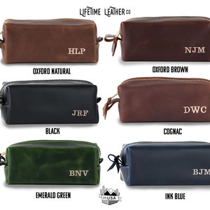 Personalized Groomsmen Gift Dopp Kit Mens Leather Toiletry Bag Monogram, Mens Toiletry Bag, Gifts For Him Gifts for Men Lifetime Leather image 8