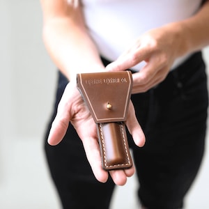 Estuche de cuero esencial para maquinilla de afeitar, regalo de San Valentín, funda de cuero para maquinilla de afeitar, accesorio para bolsa de afeitar - Lifetime Leather