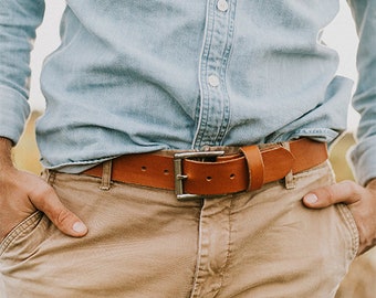 Handmade Full Grain Leather Belt for Men, Personalized Buckle, Lifetime Leather