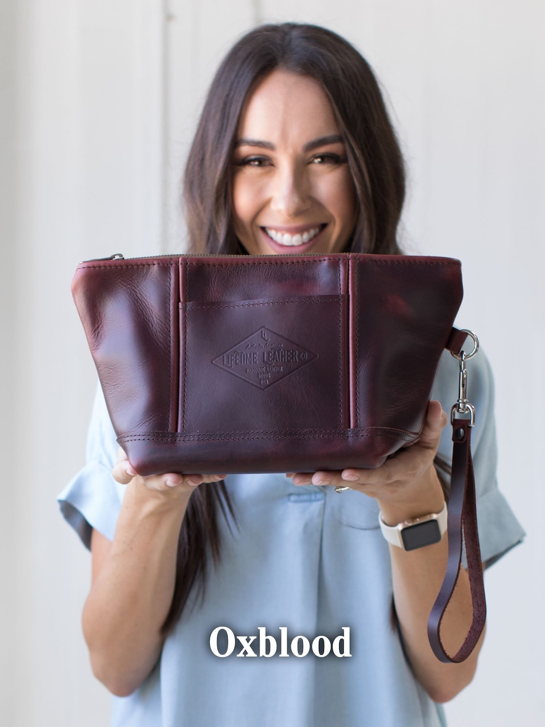 Deluxe Makeup Bag Custom Leather Bag With Monogram Womens Bridesmaid Gift Personalized Mothers